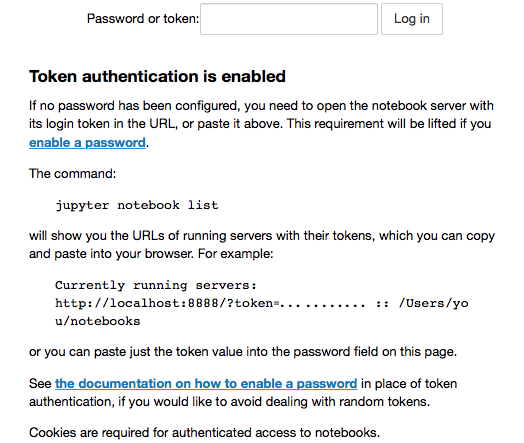 Jupyter Notebook token prompt
