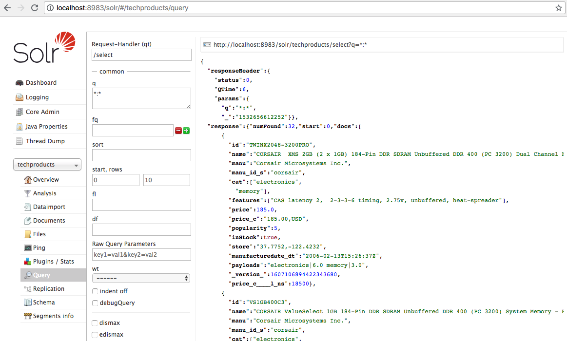 Apache Solr interface